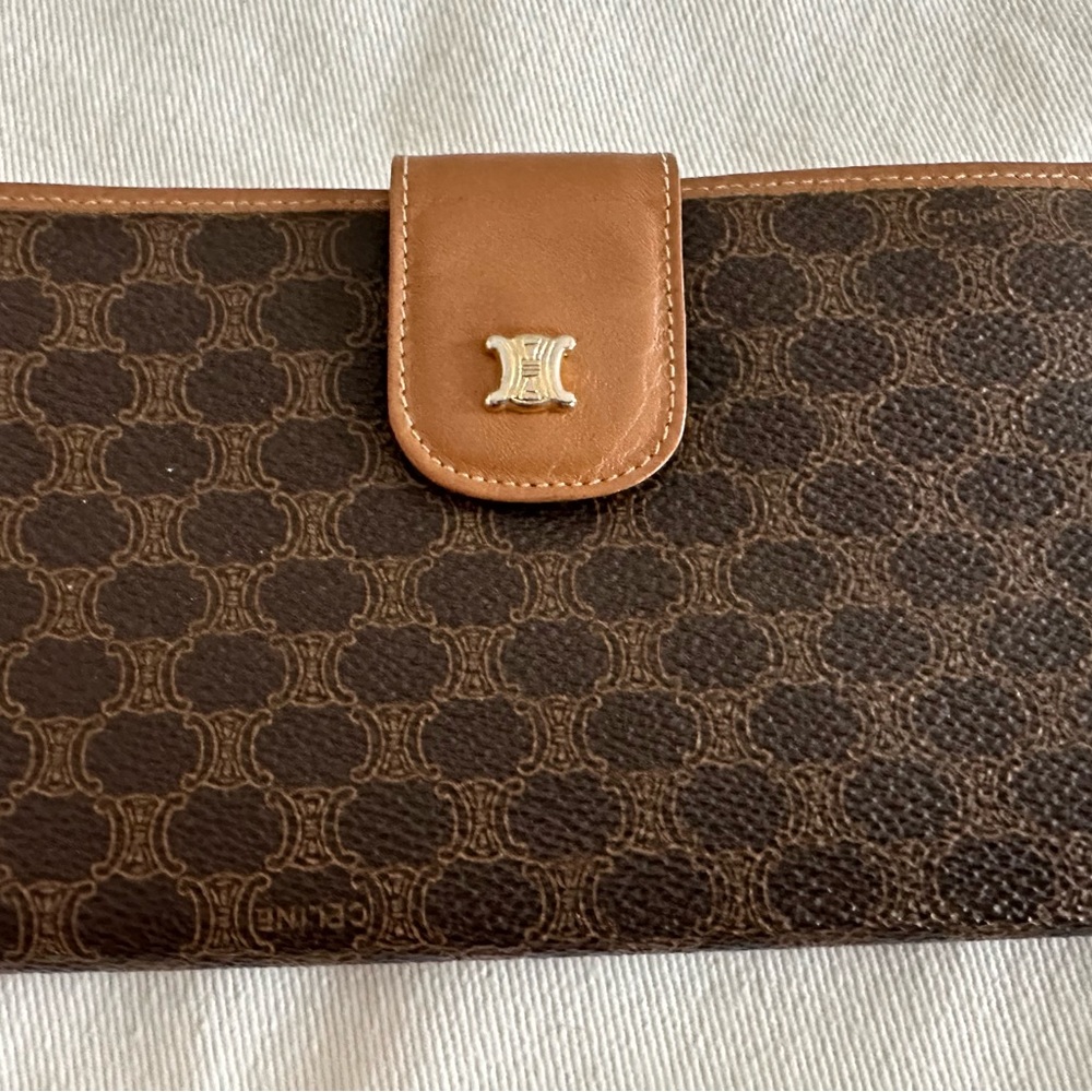 Celine Brown and Tan Patterned Wallet